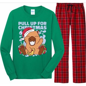 Christmas Capybara Pull Up Long Sleeve Pajama Set