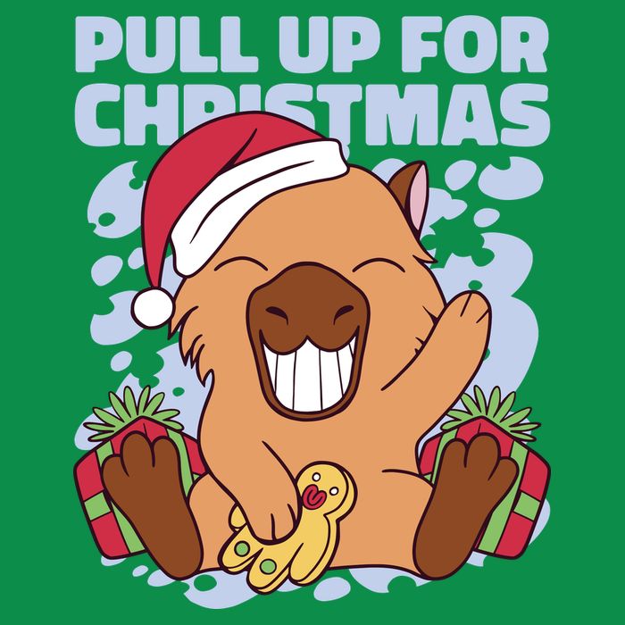 Christmas Capybara Pull Up Magnet
