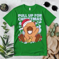Christmas Capybara Pull Up Premium T-Shirt