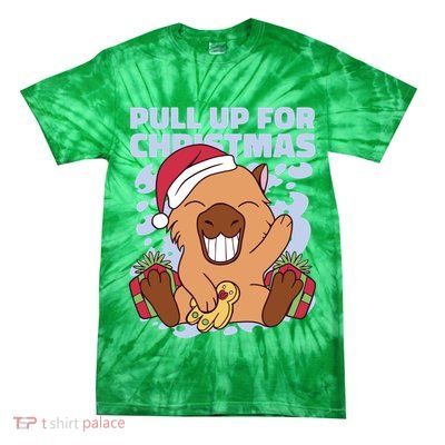 Christmas Capybara Pull Up Tie-Dye T-Shirt