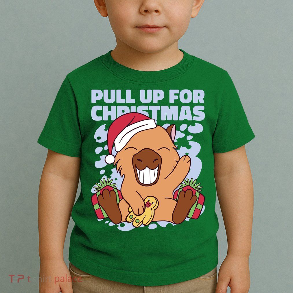 Christmas Capybara Pull Up Toddler T-Shirt