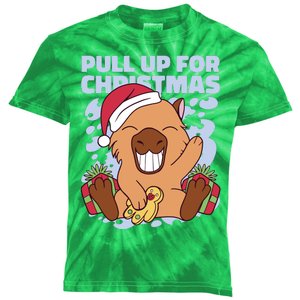 Christmas Capybara Pull Up Kids Tie-Dye T-Shirt