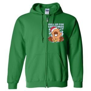 Christmas Capybara Pull Up Full Zip Hoodie