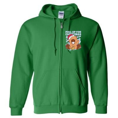 Christmas Capybara Pull Up Full Zip Hoodie