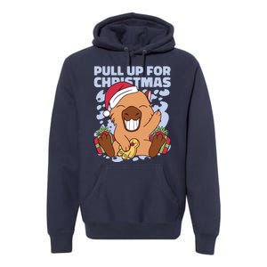 Christmas Capybara Pull Up Premium Hoodie