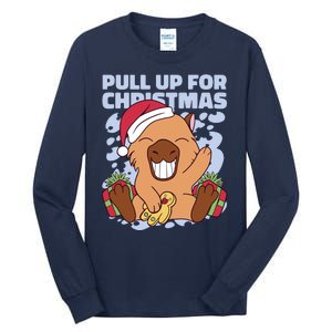 Christmas Capybara Pull Up Tall Long Sleeve T-Shirt