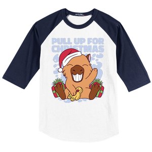 Christmas Capybara Pull Up Baseball Sleeve Shirt