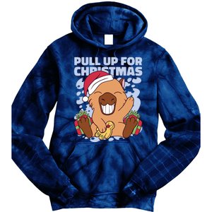 Christmas Capybara Pull Up Tie Dye Hoodie