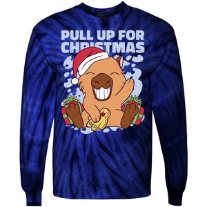 Christmas Capybara Pull Up Tie-Dye Long Sleeve Shirt