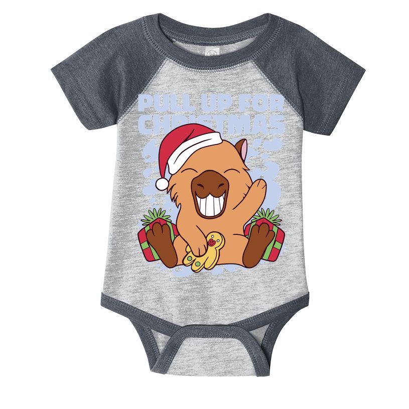 Christmas Capybara Pull Up Infant Baby Jersey Bodysuit