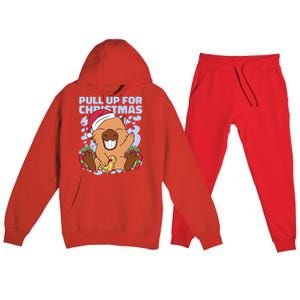 Christmas Capybara Pull Up Premium Hooded Sweatsuit Set