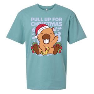 Christmas Capybara Pull Up Sueded Cloud Jersey T-Shirt