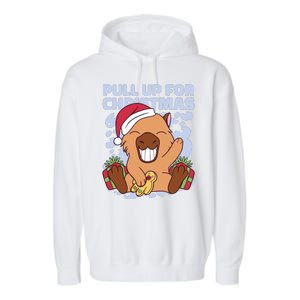 Christmas Capybara Pull Up Garment-Dyed Fleece Hoodie