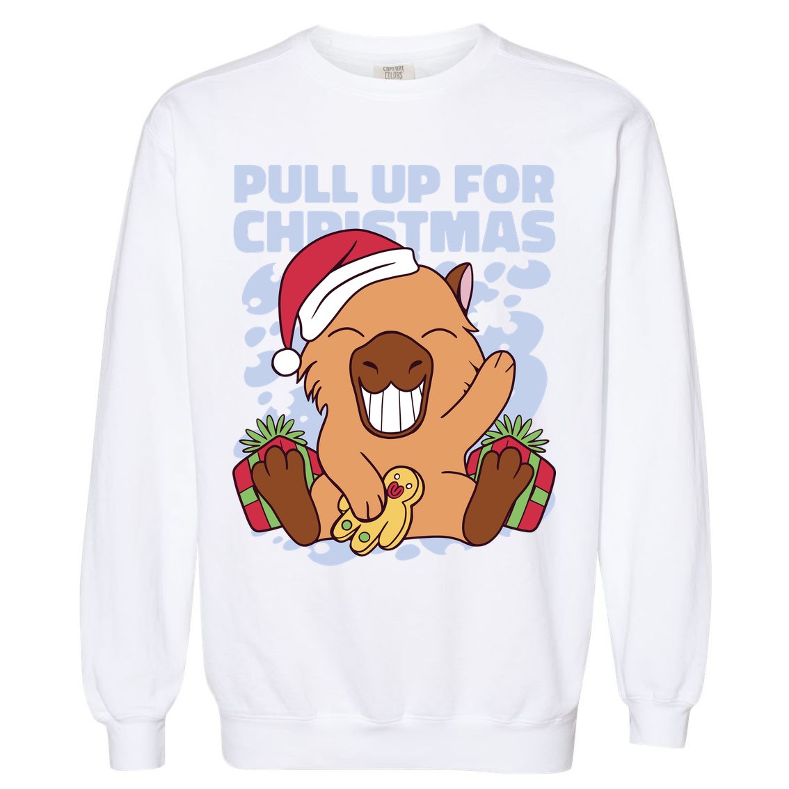 Christmas Capybara Pull Up Garment-Dyed Sweatshirt