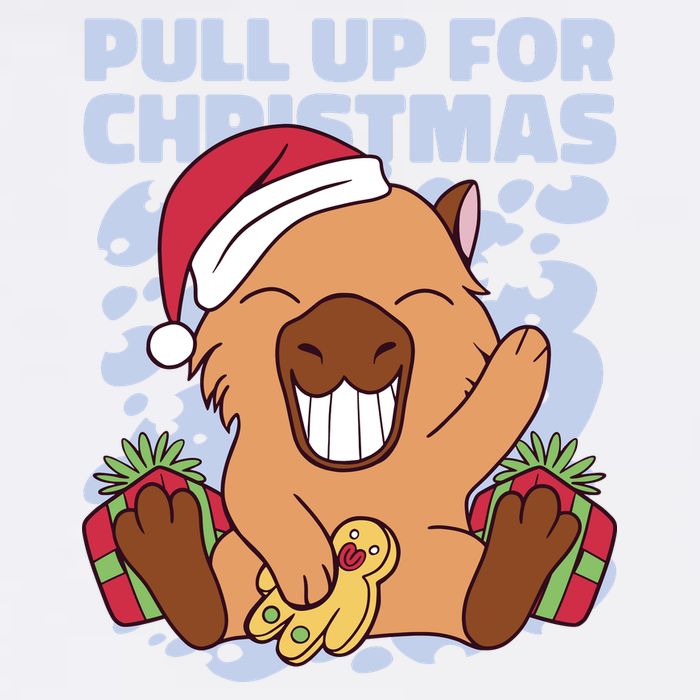 Christmas Capybara Pull Up Garment-Dyed Sweatshirt