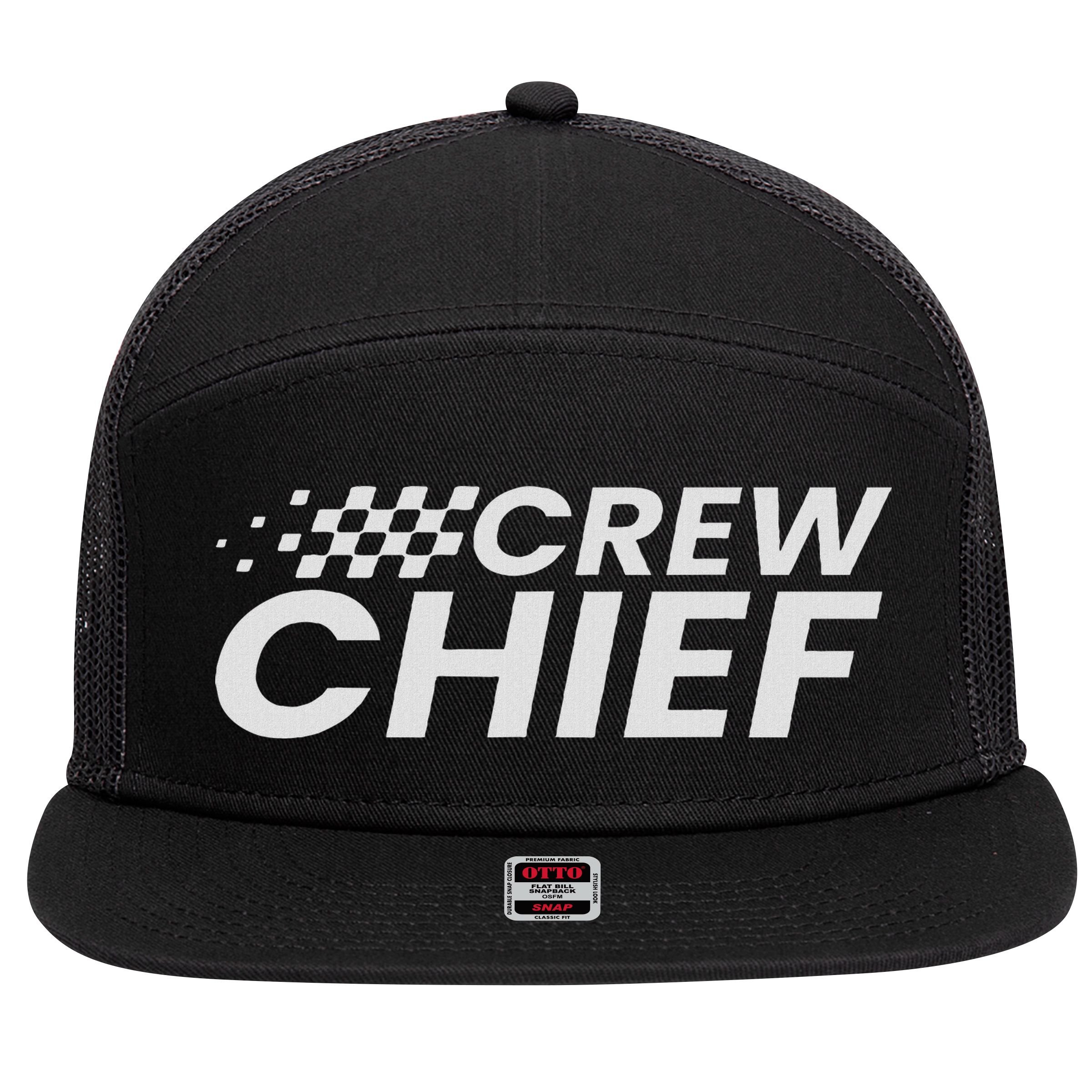 Crew Chief Pit Crew Racing Team Racer Car 7 Panel Mesh Trucker Snapback Hat