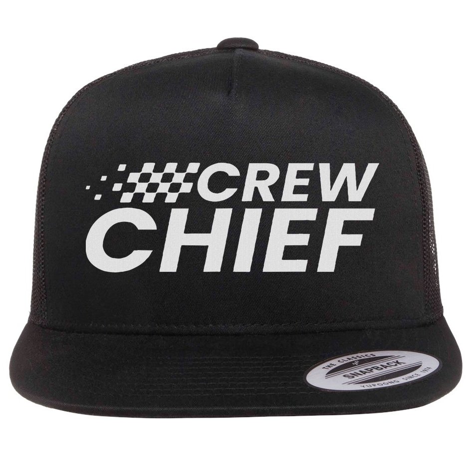 Crew Chief Pit Crew Racing Team Racer Car Flat Bill Trucker Hat