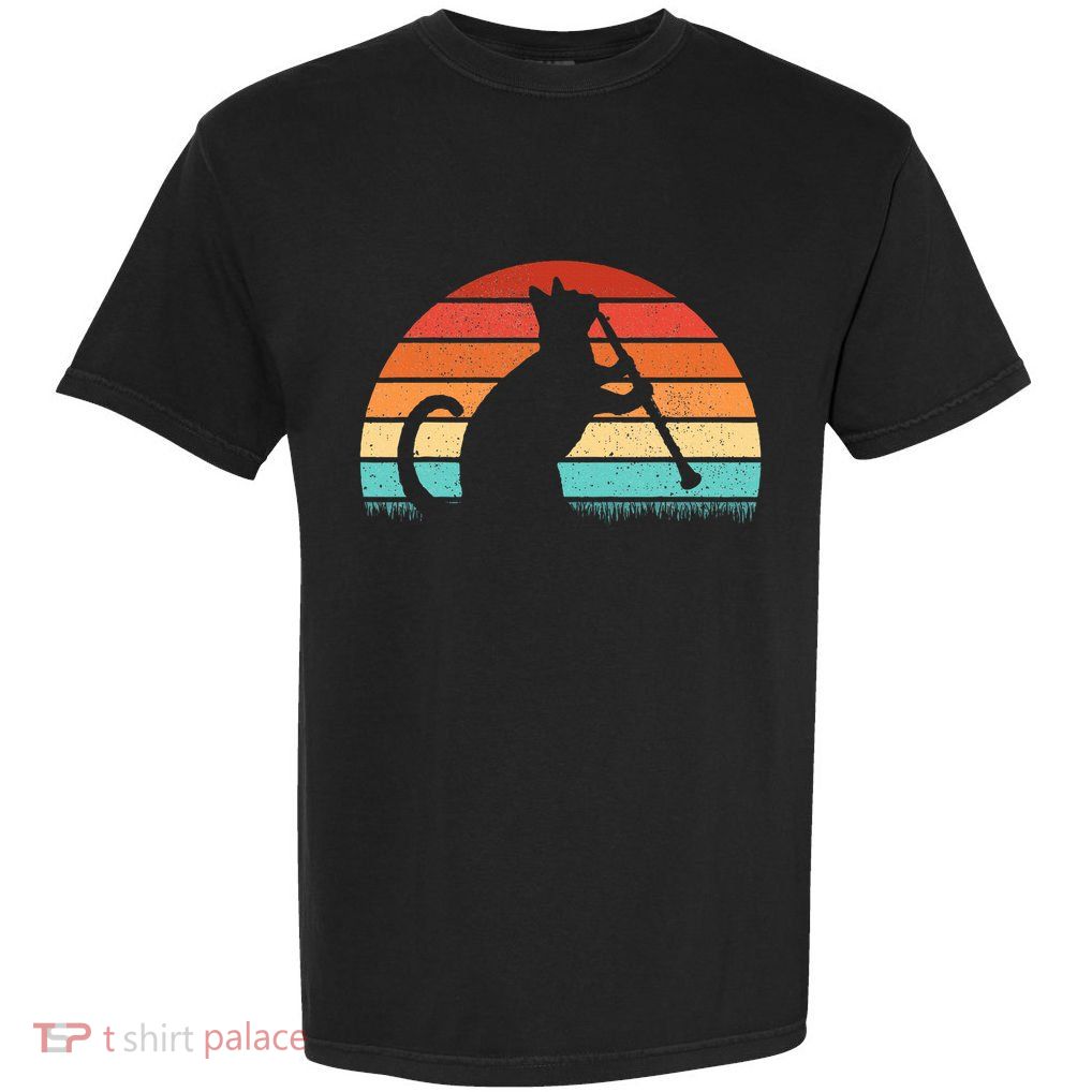 Clarinet Cat Player Retro Clarinetist Music Lover Garment-Dyed Heavyweight T-Shirt