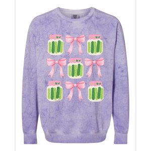 Coquette Canned Pickle Bows With Cute Pickle Jarx Colorblast Crewneck Sweatshirt