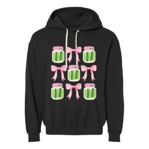 Coquette Canned Pickle Bows With Cute Pickle Jarx Garment-Dyed Fleece Hoodie