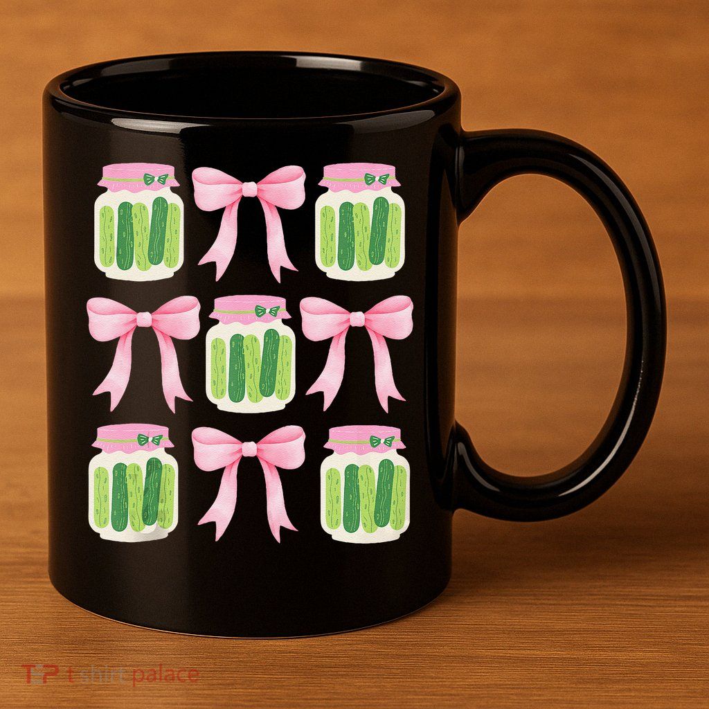 Coquette Canned Pickle Bows With Cute Pickle Jarx 11oz C Handle Ceramic Mug
