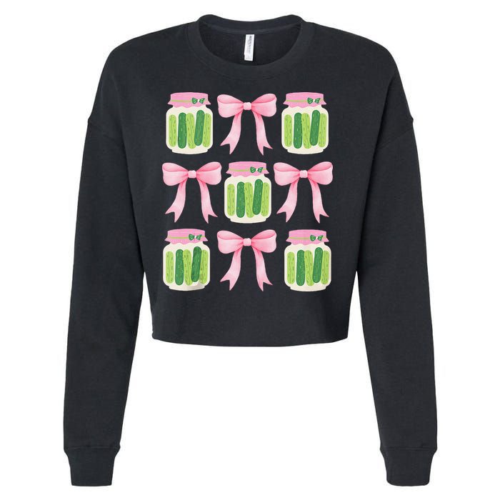 Coquette Canned Pickle Bows With Cute Pickle Jarx Cropped Pullover Crew