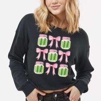 Coquette Canned Pickle Bows With Cute Pickle Jarx Cropped Pullover Crew