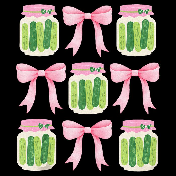 Coquette Canned Pickle Bows With Cute Pickle Jarx Cropped Pullover Crew