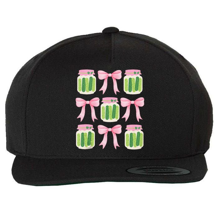 Coquette Canned Pickle Bows With Cute Pickle Jarx Wool Snapback Cap