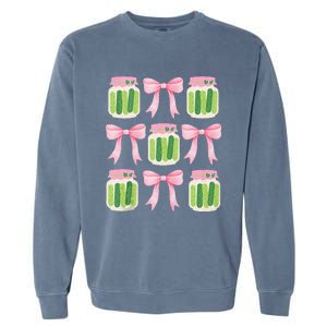 Coquette Canned Pickle Bows With Cute Pickle Jarx Garment-Dyed Sweatshirt