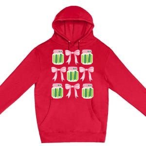 Coquette Canned Pickle Bows With Cute Pickle Jarx Premium Pullover Hoodie