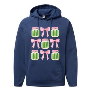 Coquette Canned Pickle Bows With Cute Pickle Jarx Performance Fleece Hoodie