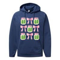 Coquette Canned Pickle Bows With Cute Pickle Jarx Performance Fleece Hoodie