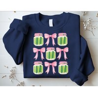 Coquette Canned Pickle Bows With Cute Pickle Jarx Sweatshirt