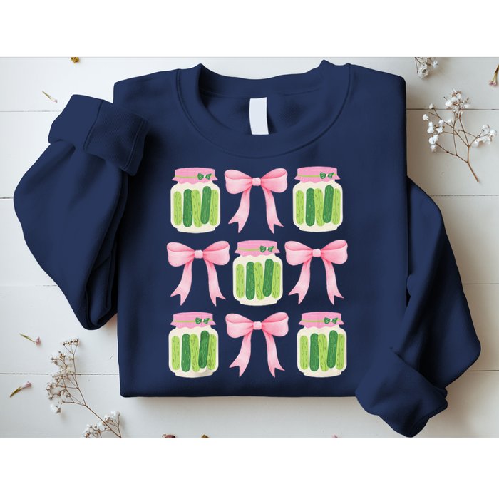 Coquette Canned Pickle Bows With Cute Pickle Jarx Sweatshirt