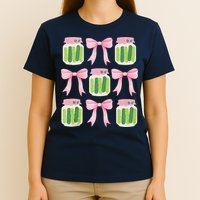 Coquette Canned Pickle Bows With Cute Pickle Jarx T-Shirt