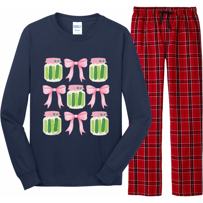 Coquette Canned Pickle Bows With Cute Pickle Jarx Long Sleeve Pajama Set