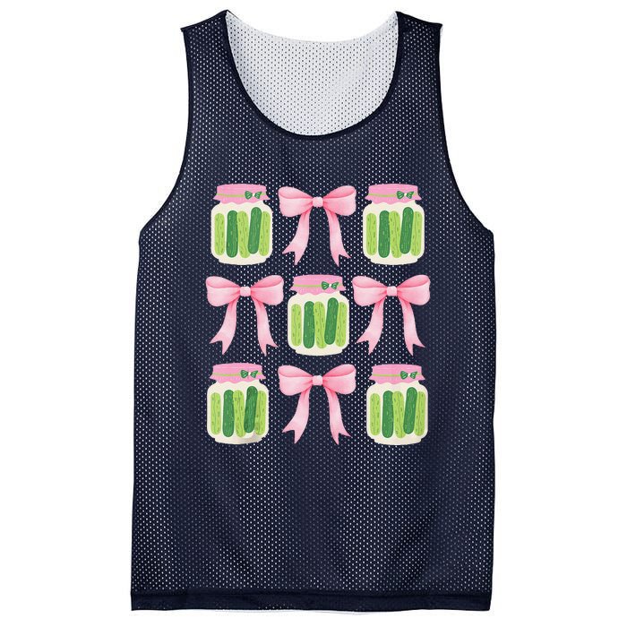 Coquette Canned Pickle Bows With Cute Pickle Jarx Mesh Reversible Basketball Jersey Tank