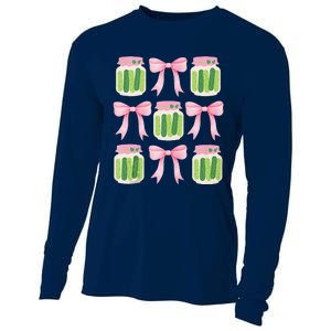 Coquette Canned Pickle Bows With Cute Pickle Jarx Cooling Performance Long Sleeve Crew