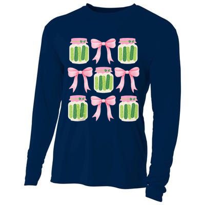 Coquette Canned Pickle Bows With Cute Pickle Jarx Cooling Performance Long Sleeve Crew