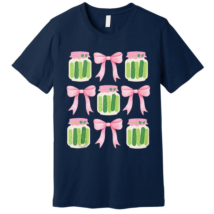 Coquette Canned Pickle Bows With Cute Pickle Jarx Premium T-Shirt