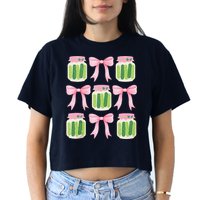 Coquette Canned Pickle Bows With Cute Pickle Jarx Crop Top