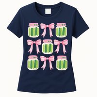 Coquette Canned Pickle Bows With Cute Pickle Jarx Womens T-Shirt