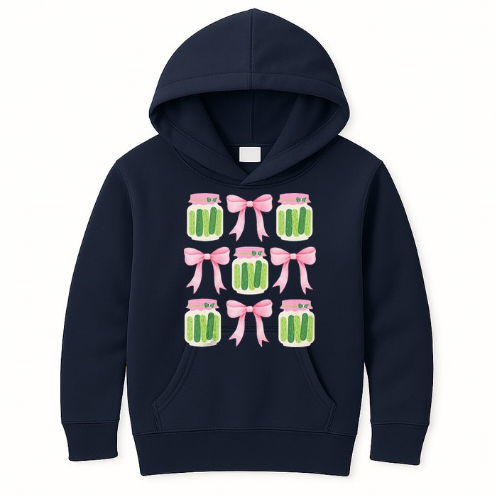 Coquette Canned Pickle Bows With Cute Pickle Jarx Kids Hoodie