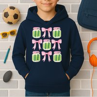 Coquette Canned Pickle Bows With Cute Pickle Jarx Kids Hoodie