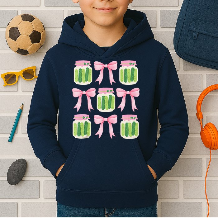 Coquette Canned Pickle Bows With Cute Pickle Jarx Kids Hoodie