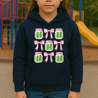 Coquette Canned Pickle Bows With Cute Pickle Jarx Kids Hoodie