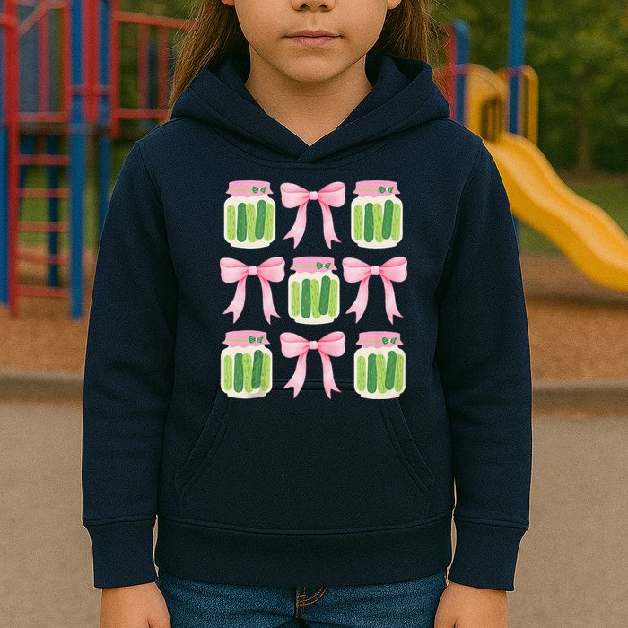 Coquette Canned Pickle Bows With Cute Pickle Jarx Kids Hoodie