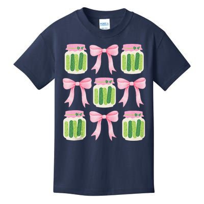 Coquette Canned Pickle Bows With Cute Pickle Jarx Kids T-Shirt