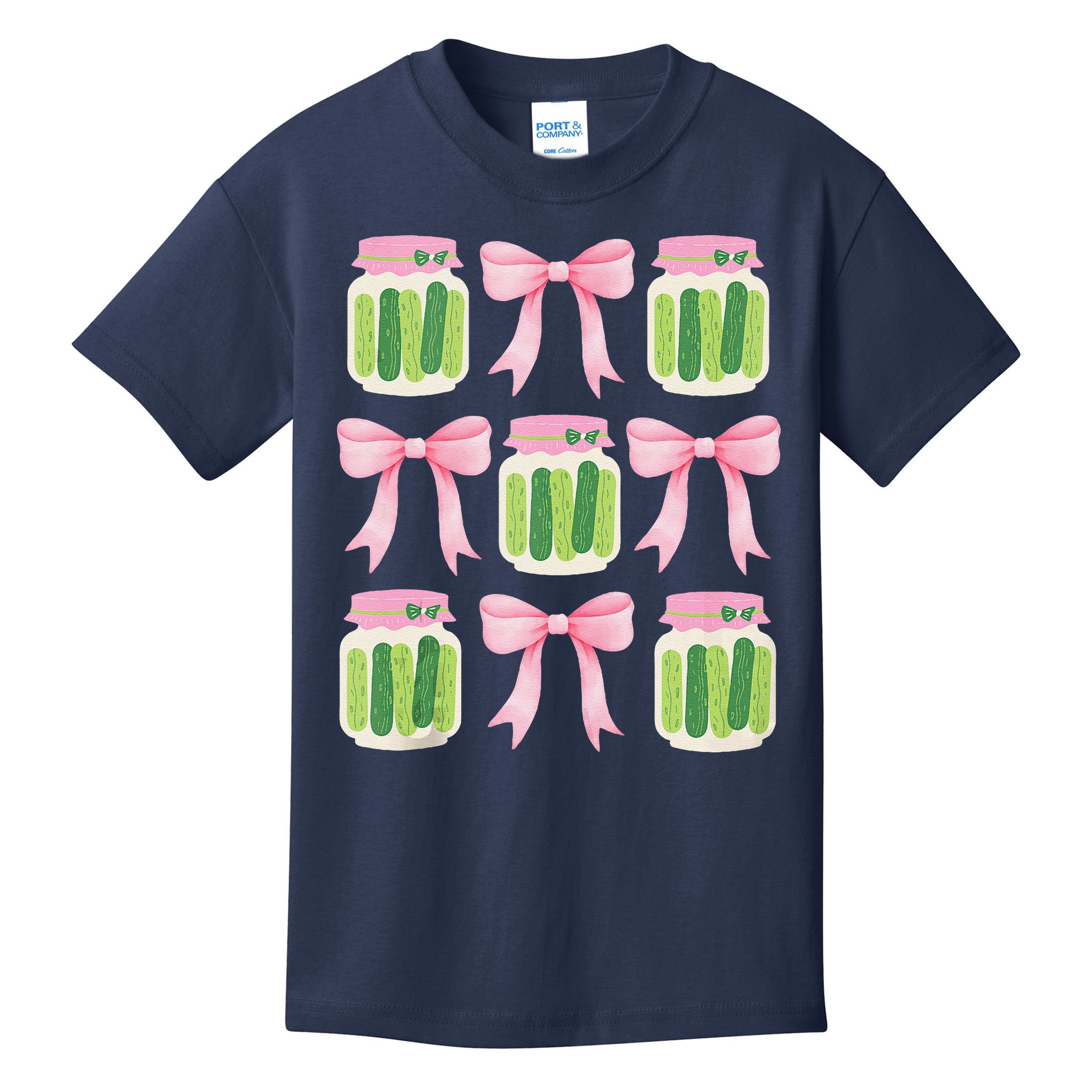 Coquette Canned Pickle Bows With Cute Pickle Jarx Kids T-Shirt